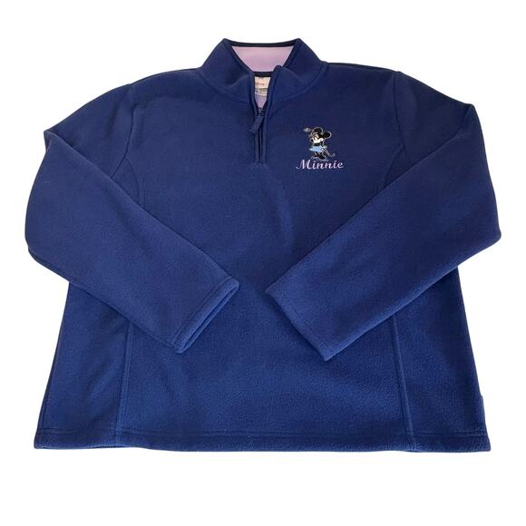 Vintage Disney Minnie Mouse 1/4 Zip Fleece Women's M | Blue Purple Pullover - Picture 1 of 12